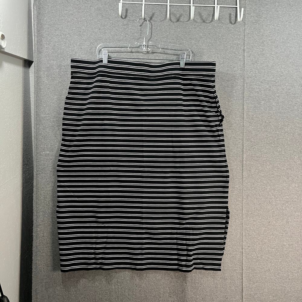Isaac Mizrahi Live! Tall Essentials Pima Cotton Skirt Black/White, TALL 2X
